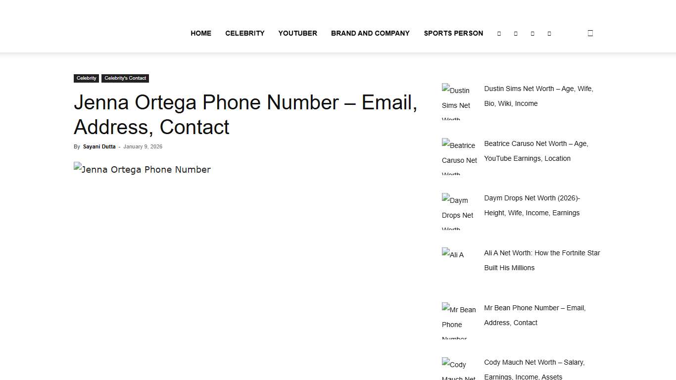 Jenna Ortega Phone Number - Email, Address, Contact