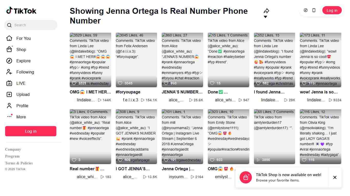 Showing Jenna Ortega Is Real Number Phone Number TikTok